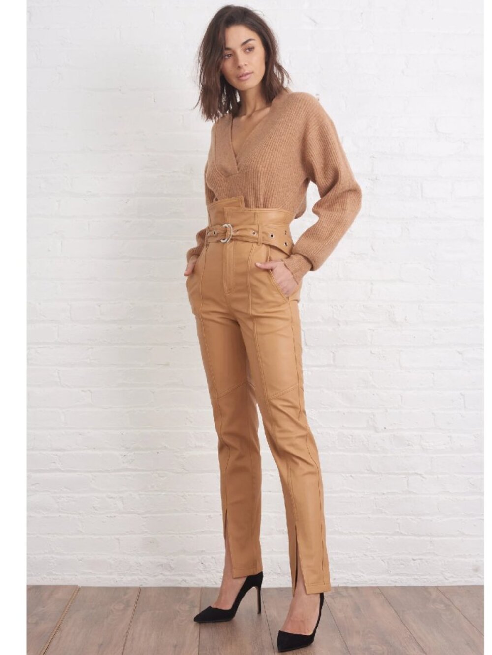 Marissa Webb Anniston Split Hem Ankle Length Leather Pant